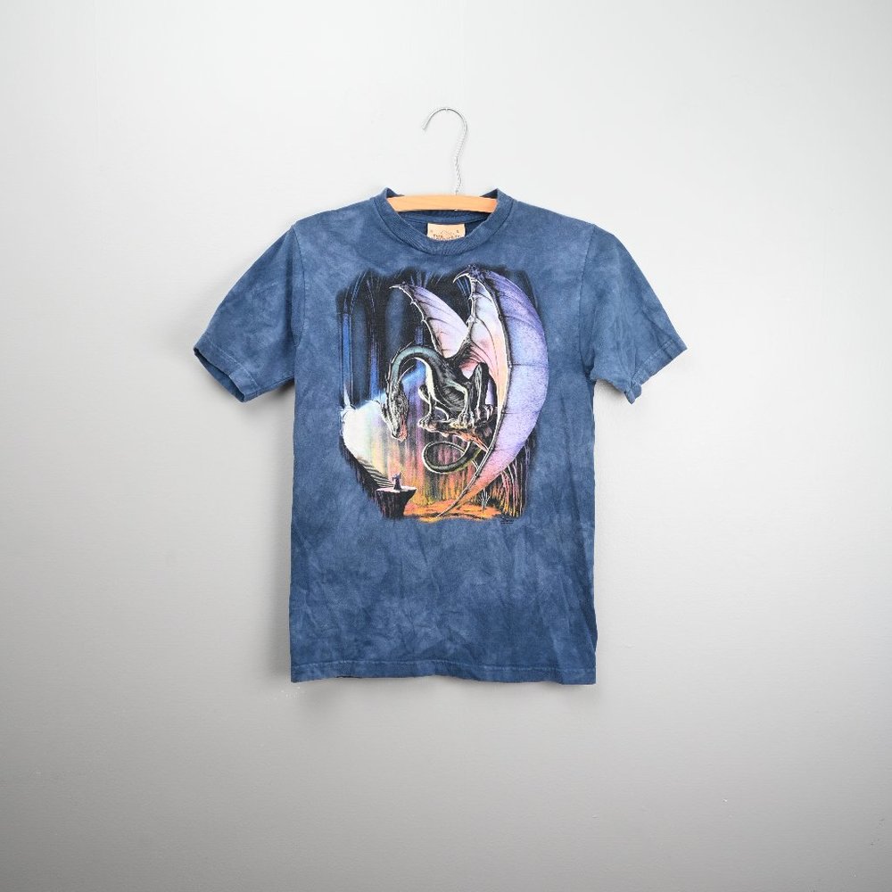 The Mountain Dragon & Wizard Kid's Tee - Sz L - Tie Dye